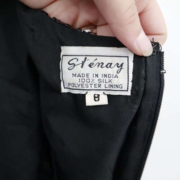 Stenay‎ Silk Beaded Dress Womens 8 Black Flapper Evening Wear Vintage 20's Style - Picture 2 of 16